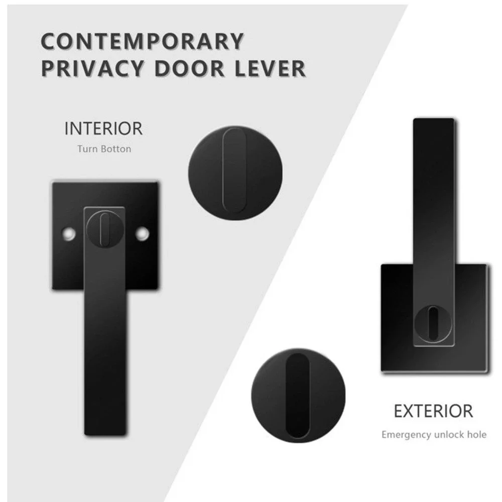 Matt Black Door Lever Privacy Passage Dummy Handle Interior Square Knobs Keyless